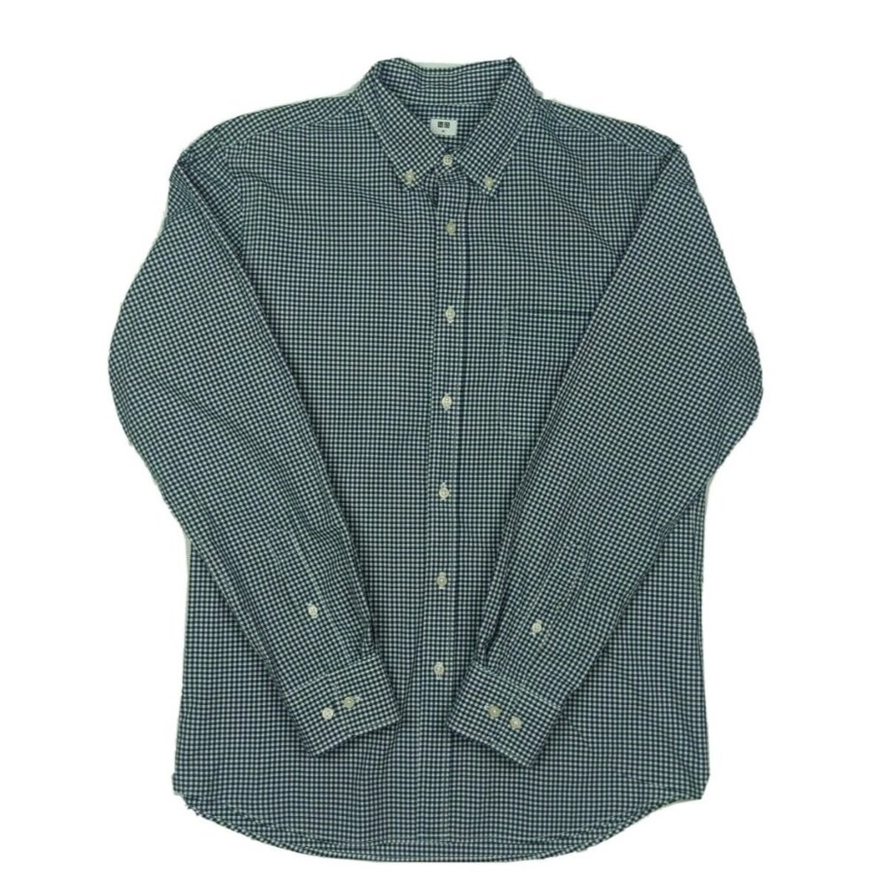 Uniqlo Mens Button Up Shirt Long Sleeve Size Medium Gingham - Picture 1 of 8